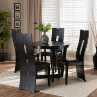 Baxton Studio Sorley-Dark Brown-5PC Dining Set Sorley Modern and Contemporary Dark Brown Faux Leather Upholstered and Dark Brown Finished Wood 5-Piece Dining Set